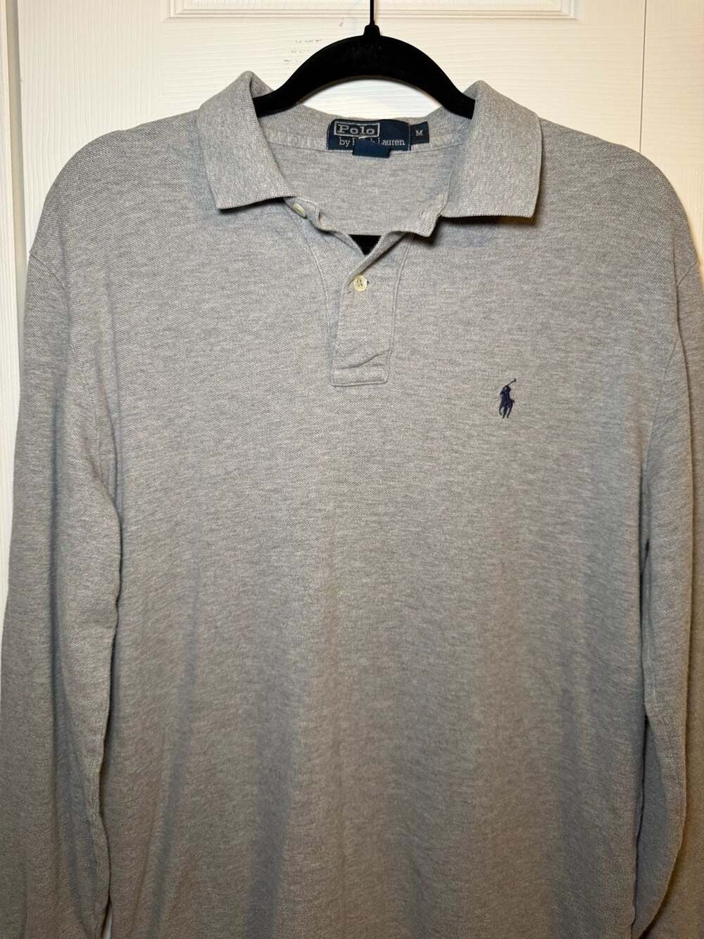 Polo Ralph Lauren Long Sleeve Polo Shirt Size M Gray Cotton